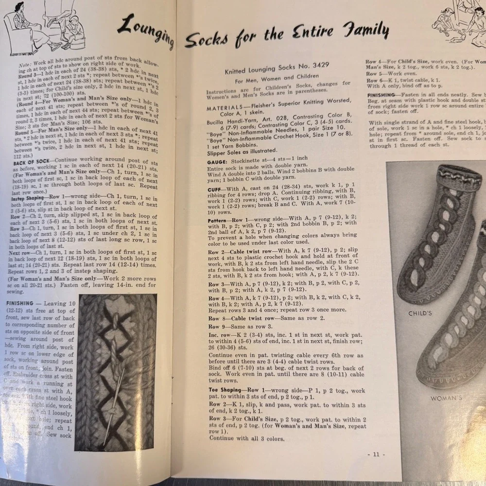 Fleisher Yarns vintage pattern